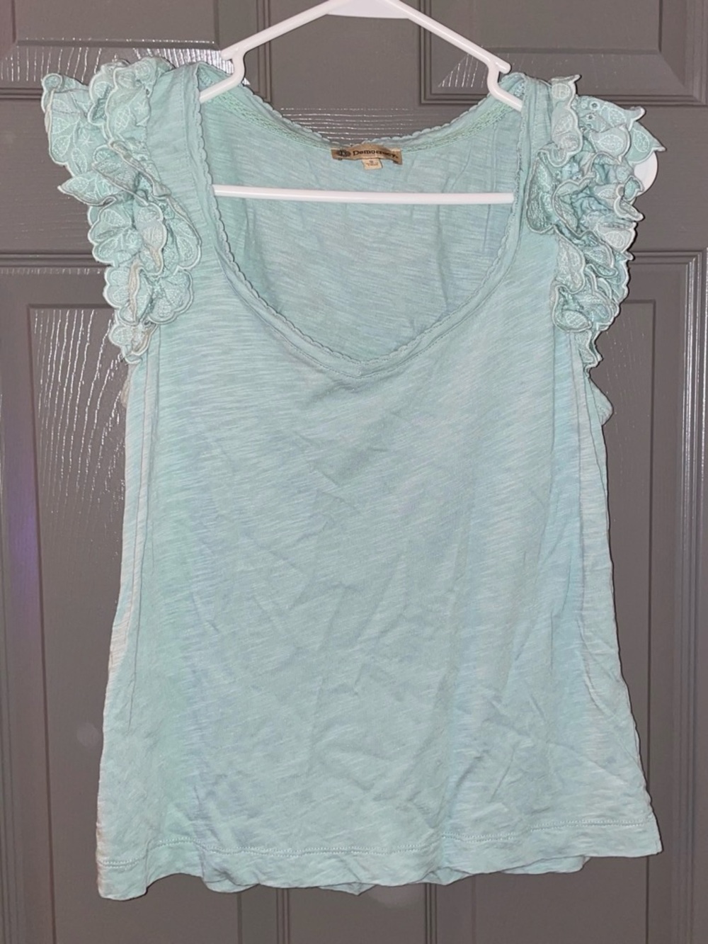 Women’s Mint Lace Flutter Sleeve Tank Top